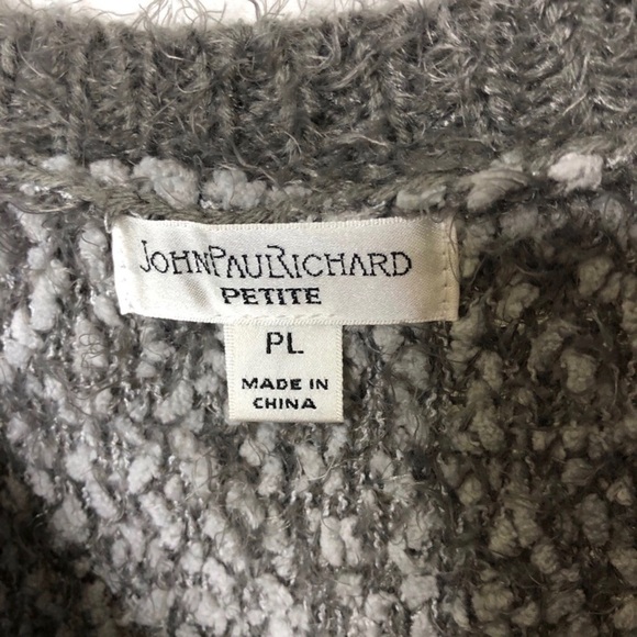 John Paul Richard Women’s Knit Sweater Gray Size Large Petite 3/4 Sleeves - Picture 5 of 7